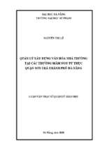 Quản lý xây dựng văn hóa nhà trường tại các trường mầm non tư thục quận sơn trà, thành phố đà nẵng.