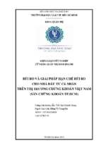 Rủi ro và giải pháp hạn chế rủi ro cho nhà đầu tư cá nhân trên thị trường chứng khoán việt nam (sàn chứng khoán tp. hcm