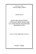 Quản lý hoạt động giáo dục an toàn giao thông cho học sinh các trường tiểu học quận hải châu, thành phố đà nẵng..