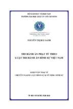 Thi hành án phạt tù theo luật thi hành án hình sự việt nam