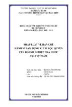 Pháp luật về hạn chế hành vi lạm dụng vị trí độc quyền của doanh nghiệp nhà nước tại việt nam