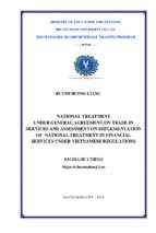 National treatment under general agreement on trade in services and assessment on implementation of national treatmemt in financial services under vietnamese regulation