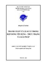 Tranh chấp về lãi suất trong hợp đồng tín dụng   thực trạng và giải pháp