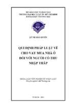 Quy định pháp luật về cho vay mua nhà ở đối với người có thu nhập thấp