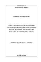 Quản lý hoạt động giáo dục hướng nghiệp tại các trường trung học phổ thông thành phố kaysone phomvihane tỉnh savannakhet nước chdcnd lào.