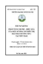 Phân tích chi phí – hiệu quả của một số phác đồ điều trị đái tháo đường típ 2 tại việt nam (cost effectiveness analysis of medicines for treatment of type 2 diabetes in vietnam) tt