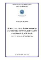 Các biện pháp khẩn cấp tạm thời trong luật trọng tài thương mại tại việt nam và kinh nghiệm từ nước ngoài