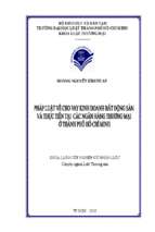 Pháp luật về cho vay kinh doanh bất động sản và thực tiễn tại các ngân hàng thương mại ở tp. hồ chí minh