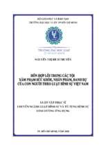 Hỗn hợp lỗi trong các tội xâm phạm sức khỏe, nhân phẩm, danh dự của con người theo luật hình sự việt nam