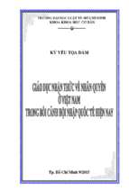 Giáo dục nhận thức về nhân quyền ở việt nam trong bối cảnh hội nhập quốc tế hiện nay