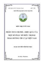 Phân tích chi phí – hiệu quả của một số phác đồ điều trị đái tháo đường típ 2 tại việt nam (cost effectiveness analysis of medicines for treatment of type 2 diabetes in vietnam)