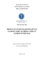 Pháp luật về bảo vệ quyền lợi của cổ đông thiểu số trong công ty cổ phần ở việt nam