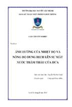 ảnh hưởng của nhiệt độ và nồng độ dung dịch lên sự mất nước thẩm thấu của dừa