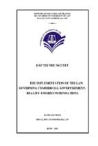 The implementation of the law governing commercial anvertisement, reality an recommendations