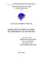 Quyền tiếp cận thông tin theo quy định pháp luật môi trường