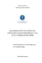 Bảo đảm quyền con người của người chưa thành niên trong luật xử lý vi phạm hành chính