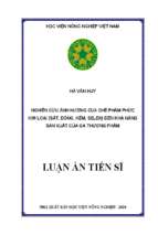 Luận án tiến sĩ nghiên cứu ảnh hưởng của chế phẩm phức kim loại (sắt, đồng, kẽm, selen) đến khả năng sản xuất của gà