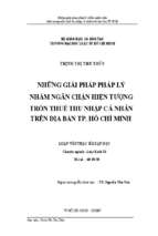 Những giải pháp pháp lý nhằm ngăn chặn hiện tượng trốn thuế thu nhập cá nhân trên địa bàn tp. hồ chí minh