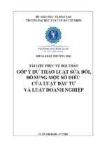 Góp ý dự thảo luật sửa đổi, bổ sung một số điều của luật đầu tư và luật doanh nghiệp