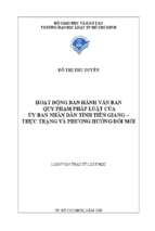 Hoạt động ban hành văn bản quy phạm pháp luật của ủy ban nhân dân tỉnh tiền giang thực trạng và phương hướng đổi mới