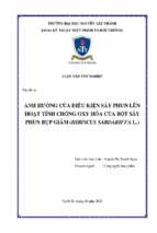 ảnh hưởng của điều kiện sấy phun lên hoạt tính chống oxy hóa của bột sấy phun bụp giấm (hibiscus sabdariffa l.)