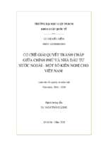 Cơ chế giải quyết tranh chấp giữa chính phủ và nhà đầu tư nước ngoài   một số kiến nghị cho việt nam