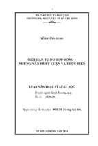 Giới hạn tự do hợp đồng   những vấn đề lý luận và thực tiễn