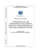 Các biện pháp thay thế cho hình phạt áp dụng đối với người chưa thành niên phạm tội trong luật hình sự năm 2015