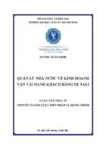 Quản lý nhà nước về kinh doanh vận tải hành khách bằng xe taxi