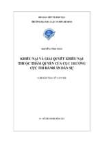 Khiếu nại và giải quyết khiếu nại thuộc thẩm quyền của cục trưởng cục thi hành án dân sự