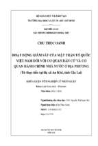 Hoạt động giám sát của mặt trận tổ quốc việt nam đối với các cơ quan dân cử và cơ quan hành chính nhà nước ở địa phương   từ thực tiễn tại thị xã an khê, tỉnh gia lai