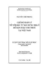 Chế độ pháp lý về vốn đầu tư xây dựng nhà ở để bán hoặc cho thuê tại việt nam