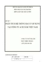 Phân tích hệ thống haccp áp dụng tại công ty acecook việt nam