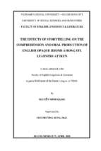 The effects of storytelling on the comprehension and oral production of english opaque idioms among efl learners at ikun    m.a. 