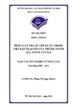 Pháp luật nhà lê (thế kỷ xv) trong việc bảo vệ quyền của trẻ em, người già, người tàn tật