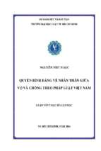 Quyền bình đẳng về nhân thân giữa vợ và chồng theo pháp luật việt nam