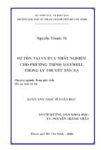 Luận văn thạc sĩ sự tồn tại và duy nhất nghiệm cho phương trình maxwell trong lý thuyết tán xạ