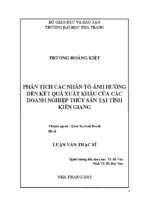 Phân tích các nhân tố ảnh hưởng đến kết quả xuất khẩu của các doanh nghiệp thủy sản tại tỉnh kiên giang