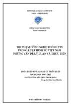 Tội phạm công nghệ thông tin trong luật hình sự việt nam những vấn đề lý luận và thực tiễn