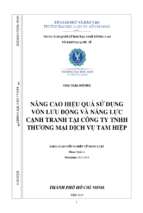 Nâng cao hiệu quả sử dụng vốn lưu động và năng lực cạnh tranh tại công ty tnhh thương mại dịch vụ tam hiệp