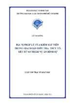 địa vị pháp lý của kiểm sát viên trong giai đoạn điều tra, truy tố, xét xử sơ thẩm vụ án hình sự