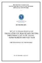 Xử lý vi phạm pháp luật trong lĩnh vực bảo vệ môi trường theo pháp luật nước ngoài   kinh nghiệm cho việt nam