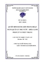 Quyền bình đẳng giới trong hoạt động quản lý nhà nước   khía cạnh pháp lý và thực trạng