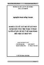 Nghiên cứu đề xuất một số giải pháp nhằm khắc phục tình trạng vi phạm quyền sở hữu trí tuệ ở việt nam trong điều kiện gia nhập wto