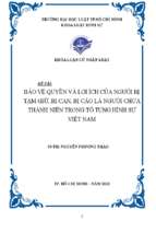 Bảo vệ quyền và lợi ích của người bị tạm giữ, bị can, bị cáo là người chưa thành niên trong tố tụng hình sự việt nam