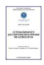 Các tội xâm phạm trật tự quản lý kinh tế trong lĩnh vực chứng khoán theo luật hình sự việt nam