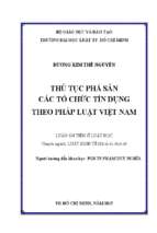 Thủ tục phá sản các tổ chức tín dụng theo pháp luật việt nam