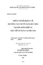 Những vấn đề pháp lý về hợp đồng vận chuyển hàng hoá theo vận đơn đường biển và thực tiễn sử dụng tại việt nam