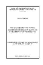 Mối quan hệ giữa tăng trưởng kinh tế với chính sách an sinh xã hội ở thành phố hồ chí minh hiện nay    