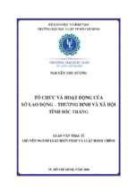 Tổ chức và hoạt động của sở lao động   thương binh và xã hội tỉnh sóc trăng